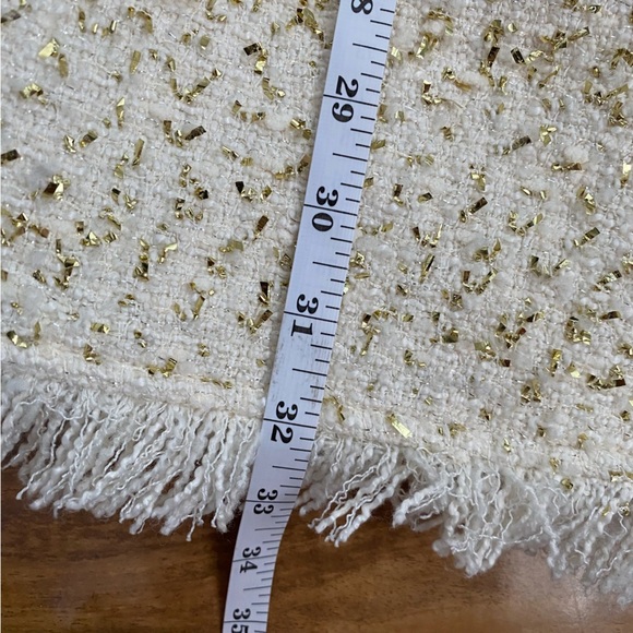 Tweed Boucle Ivory Formal Dress Lace Balloon Sleeves Bridal Elopement Wedding S - Picture 10 of 11